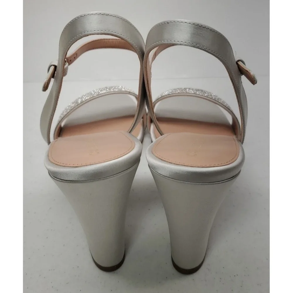 Cole Haan Josie Wedge Heel Sandals Crystal Gray‎ Satin W30331 Women's Sz 11B NEW